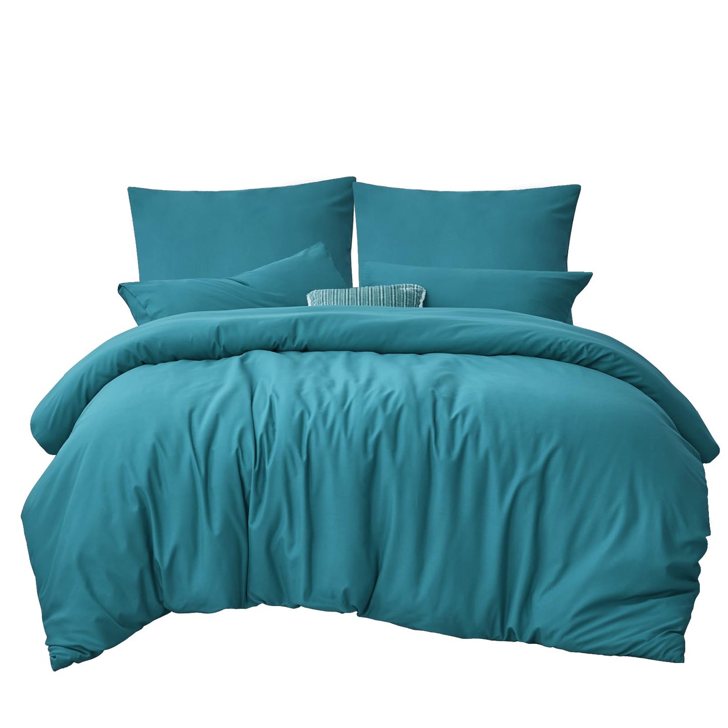 RUIKASI bedding set 220x240 turquoise 3-piece - petrol microfiber bedding sets Oeko-TEX, duvet covers 220 x 240cm + 2 pillowcases 80x80cm with zipper, soft and wrinkle-free.