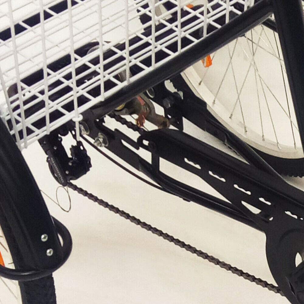 24"3 wheel tricycle for adults with light, 6-speed bike, shopping basket trike pedal bike, for outdoor shopping picnic (black)