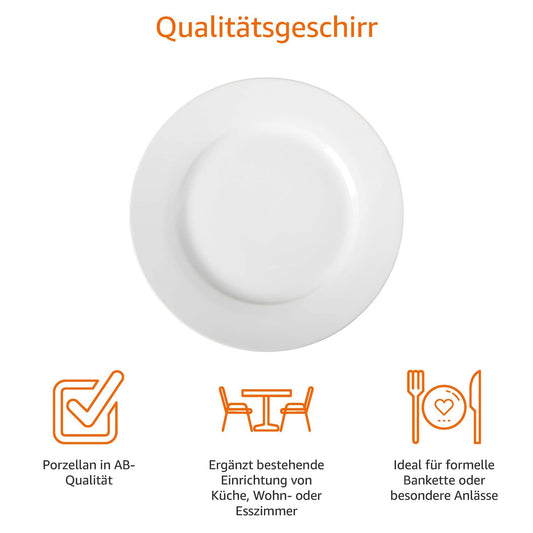 Amazon Basics Dinner Plate Set, 26.67 cm, 6 Pieces
