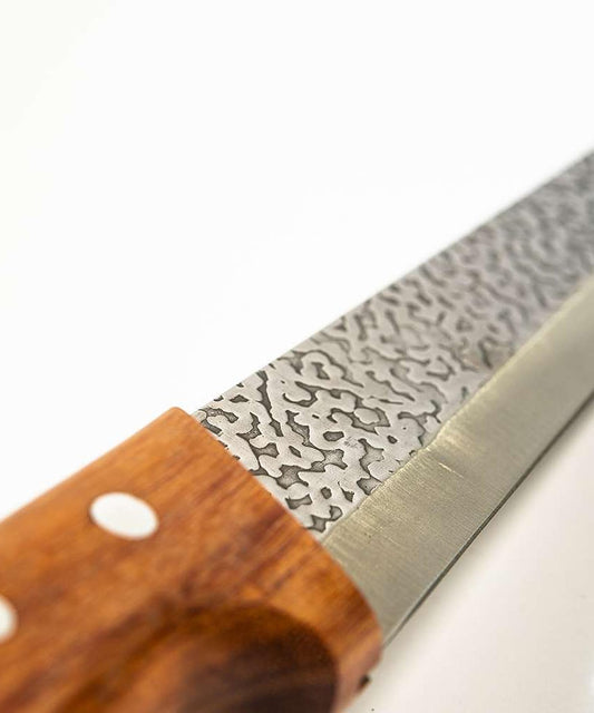 Pirge Elite Hand-Forged Butcher Knife with Leather Sheath 16.5 cm - Butcher Knife - Boning Knife - Exceptional Sharpness Butcher Knife - Stainless Steel Kitchen Knife - Natural Wood Handle Design