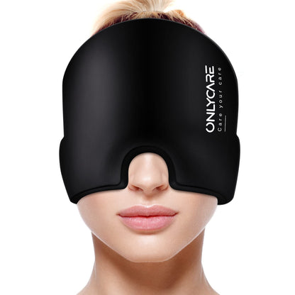 ONLYCARE Migraine Mask, Upgraded Migraine Cooling Mask Sleep Mask Cooling Cap Cooling Hat 360° Gel Surround cooling pads for relief of migraine, headaches, pressure