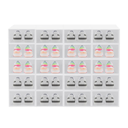 SABUIDDS Large Shoe Box 20-pack Clear Shoe Boxes Storage with Lid Plastic Shoe Organizer for Flat Shoes, High Heels, Sneakers, and Slippers, White