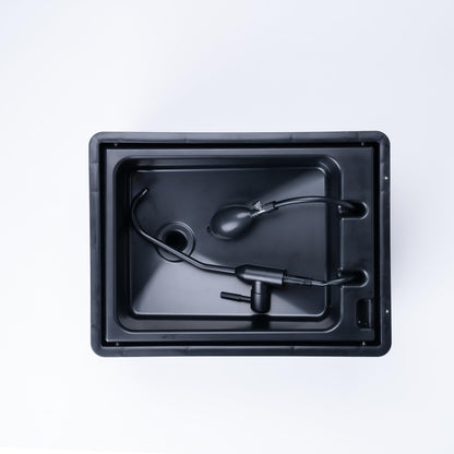 BOXIO - WASH: Portable 40x30 sink, camping washbasin with pump without electricity, camping accessory in Eurobox for van conversion, hairdresser or outdoors at festivals & garden, sink as camping gadgets