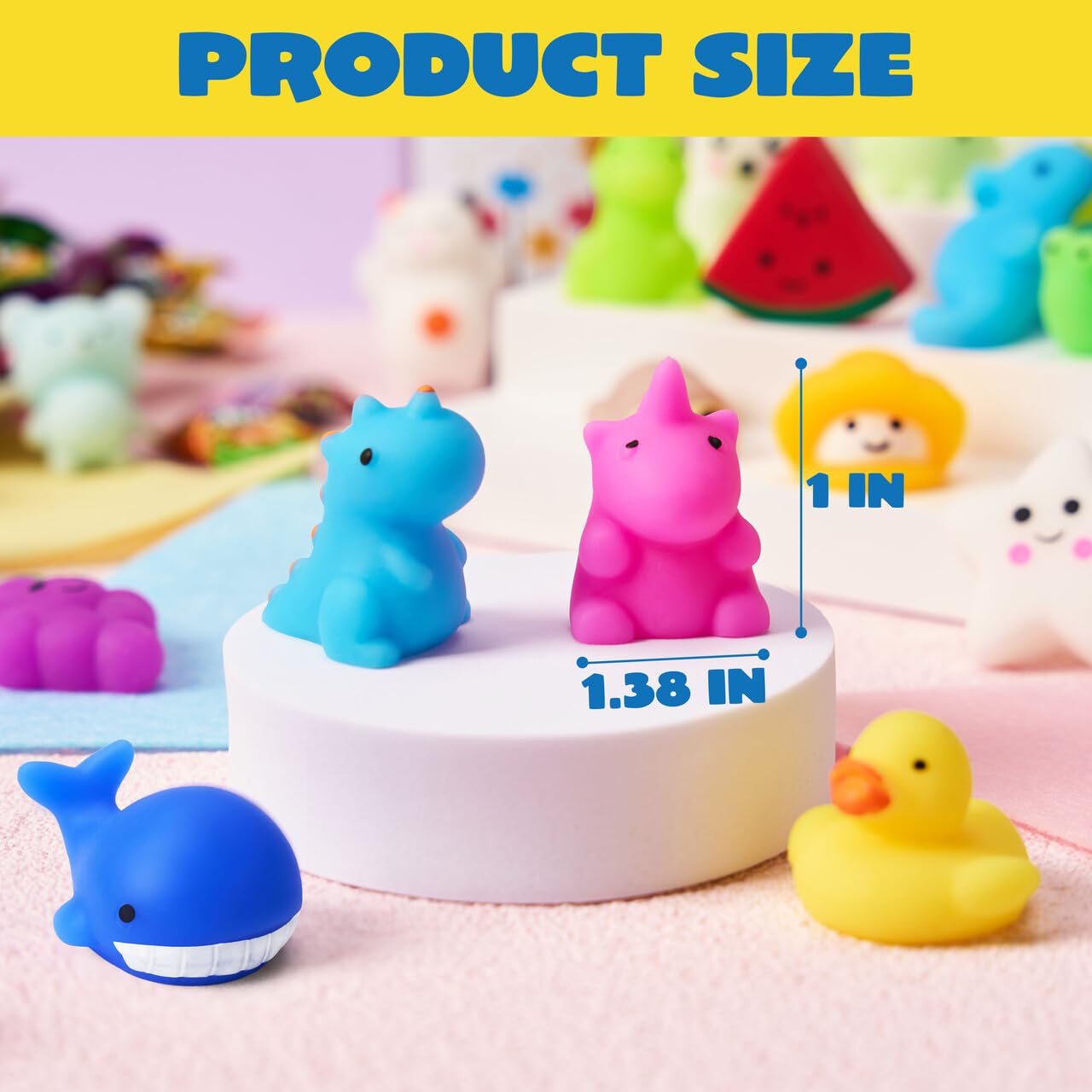 JOYIN Mochi Squishy Toy Set, 50 Pack Mini Mochi Party Favors for Kids Birthday 3 Years and Up, Kawaii Squishy Goodies for Kids Birthday, Small Gifts for Children, Advent Calendar Fillings for Kids