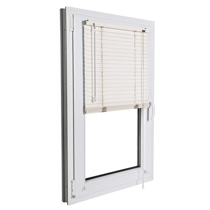SONELLO Aluminum Venetian Blind 125cm x 220cm Cream, Alu blind with clamp fixing, no drilling needed. Provides privacy, glare protection, light control, and sun protection for windows and doors.