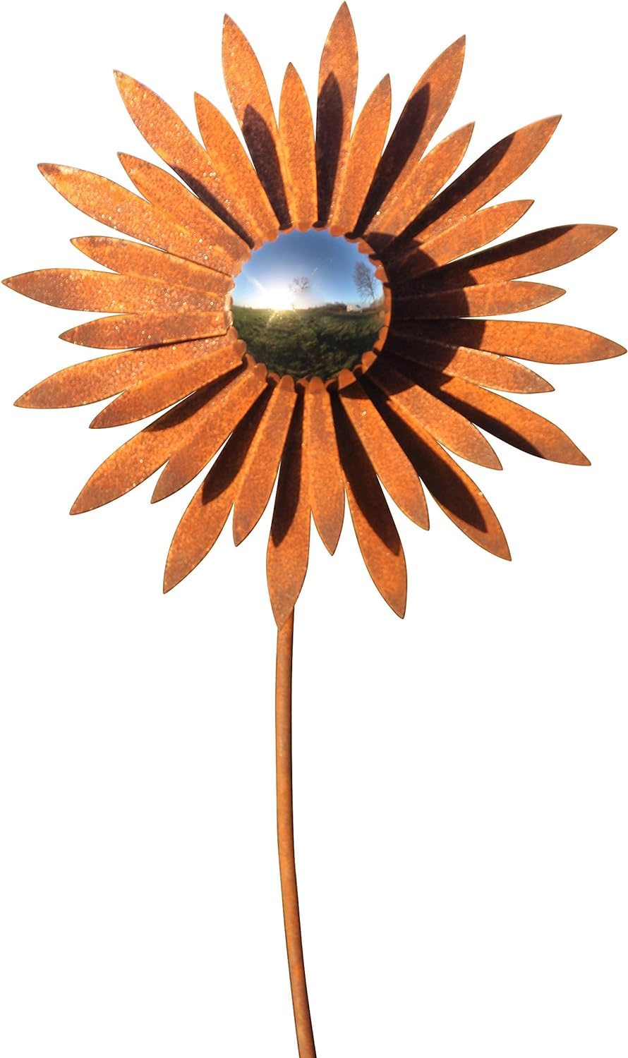 Bornhöft garden stake flower metal garden decor rust rusted bed stake 110cm deco rust figure for the garden with stainless steel ball (flower point stainless steel)