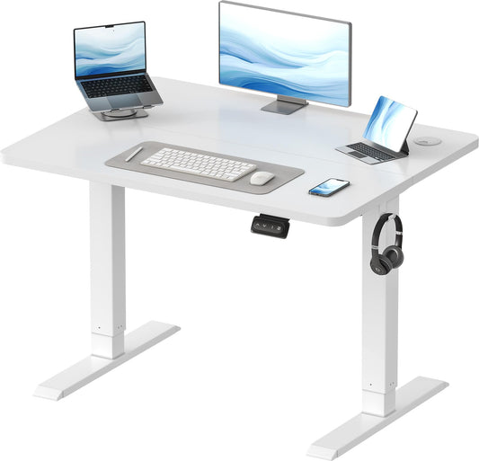 Devoko Height Adjustable Desk, Electric Standing Desk Adjustable Height Table, Sit-Stand Office Desk, Computer Desk with Memory Function, Standing Desk, Office Desk, 100 x 60 cm, White