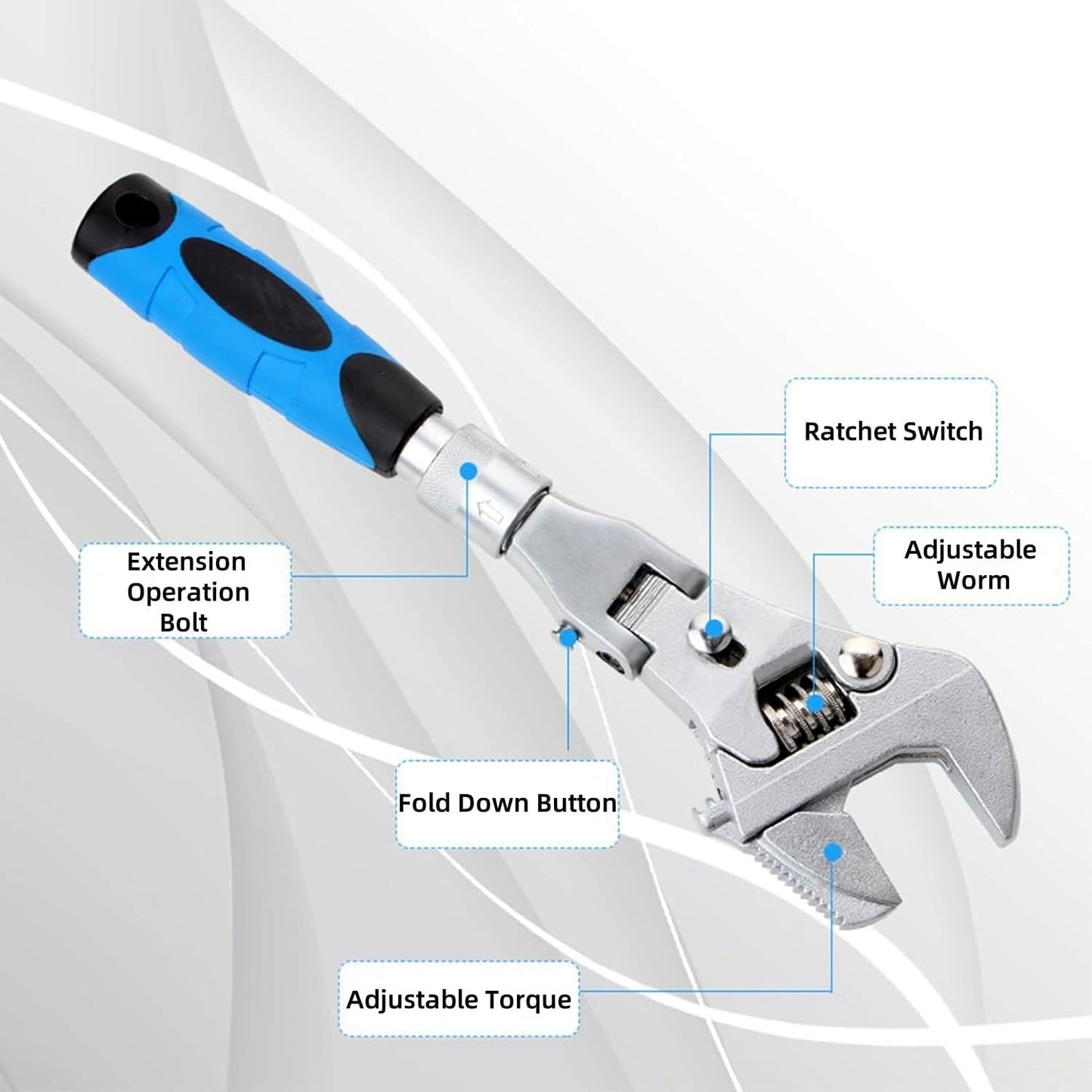 JTZXJJX Flexhead Adjustable Wrench, multifunctional, adjustable quick pipe wrench, repair tool