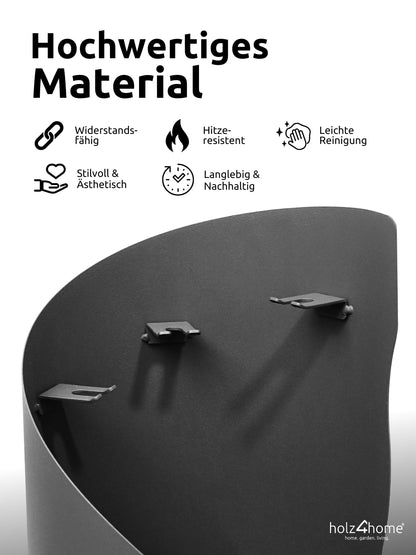 wood4home® fireplace tool set 5 pieces. Gray-black with wooden handle including oven glove I fireplace set fireplace tool set anthracite stove tool poker brush ash shovel