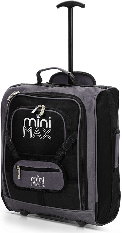 Aerolite MiniMax kids luggage 45x36x20 Easyjet Maximum Size 30L Carry-On New 2024 Under Seat Trolleys Backpack Carry On Hand Luggage Bag with 2 Year Warranty (Black)
