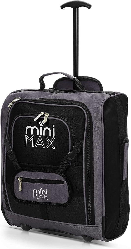 Aerolite MiniMax kids luggage 45x36x20 Easyjet Maximum Size 30L Carry-On New 2024 Under Seat Trolleys Backpack Carry On Hand Luggage Bag with 2 Year Warranty (Black)