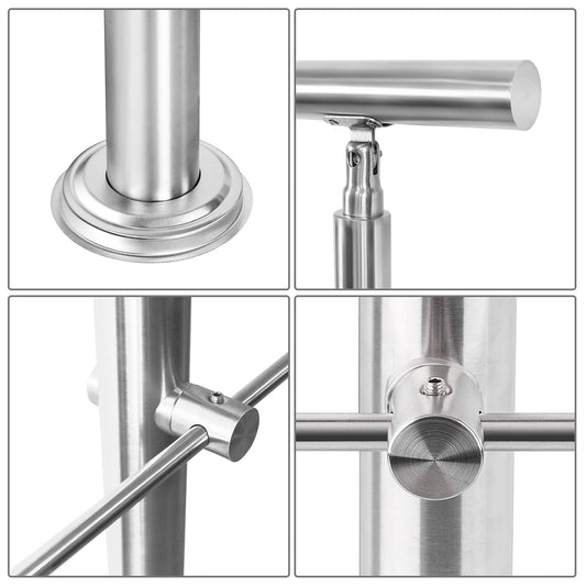 Jopassy stainless steel handrail railing, stair railing without crossbars, entrance railing for balcony stairs indoors and outdoors (120cm)