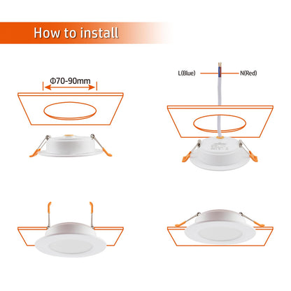 LIGHT LED recessed spotlights 230V 6 pieces, IP54 built-in lights 5W 500LM, bathroom spotlight 3000/4000/6000K, recessed ceiling light depth 25MM for bathroom living room kitchen bedroom