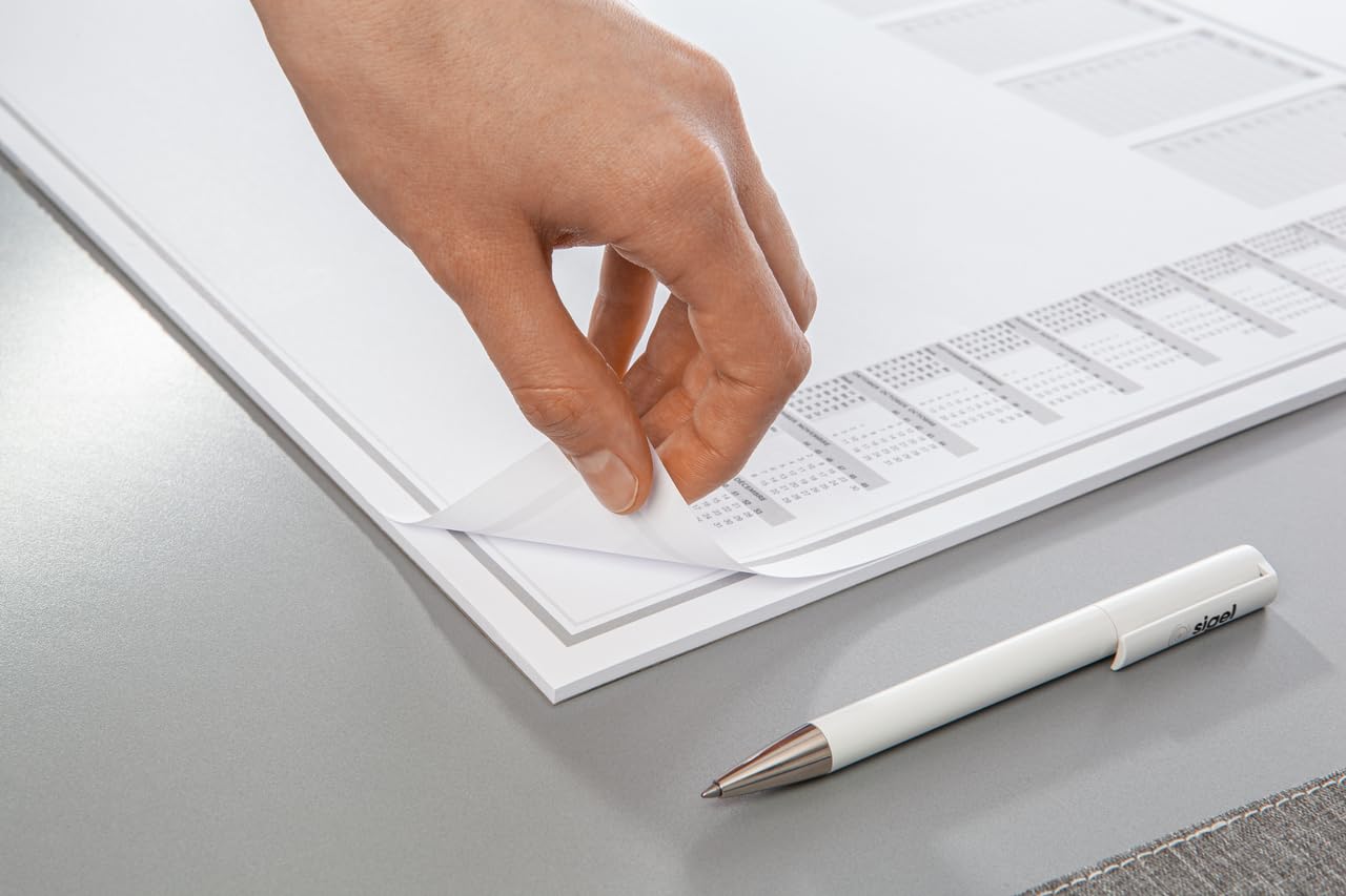 SIGEL H6313 Paper Desk Pad A2, Calendar 2026 - 2028, 30 Sheets, Writing Pad made from sustainable paper