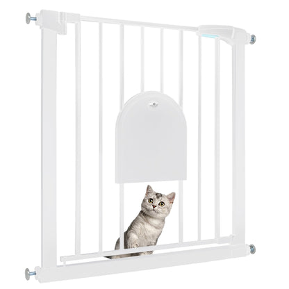Froadp Door Safety Gate Baby Gate 75-85cm Child Gate Without Drilling Safety Gate with Door for Dogs and Cats Double-Swing Barrier Automatic Pet Gate, White