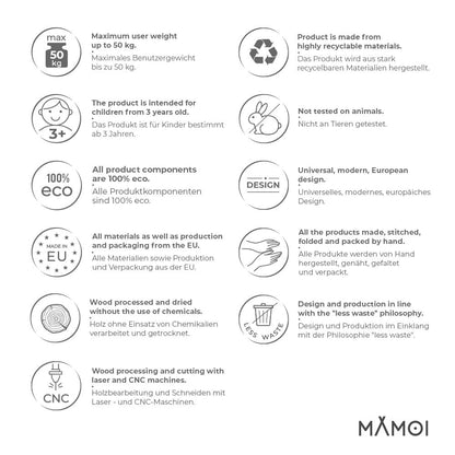 MAMOI® Trapeze swing, wooden gymnastic rings, kids' indoor and outdoor exercise equipment, ring swing, wooden swing gymnastics, gymnastic rings and trapeze bar.