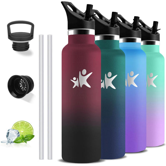 Water Bottle- 1L- Stainless Steel Water Bottle, Thermos Bottle with Straw, BPA-Free Insulated Double Wall Bottle, Leakproof Thermos, Portable for Hiking, Yoga, Gym.