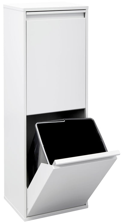 ARREGUI Basic CR201-B steel waste separation system | 2 compartments trash can for the kitchen | 2 compartment garbage bin | 2x17 L (34L) | Removable inner bins with handle | Recycling cabinet for waste separation | white