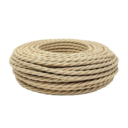 Textile cable for lamp, fabric-covered 3-core cable (3x0.75mm²) - Jute. Made in Italy (10 meters)