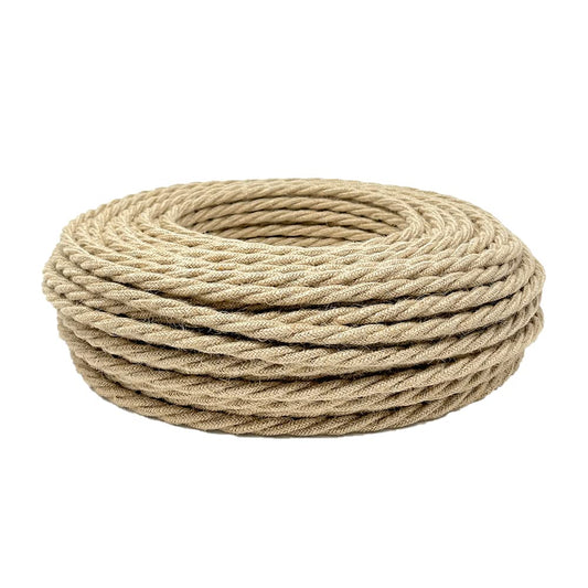 Textile cable for lamp, fabric-covered 3-core cable (3x0.75mm²) - Jute. Made in Italy (10 meters)