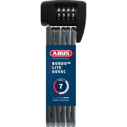 ABUS foldable lock Bordo Lite 6055C SH - with mounting bracket and combination code - Extra-light combination lock made of special steel - ABUS security level 7 - 85 cm - Black