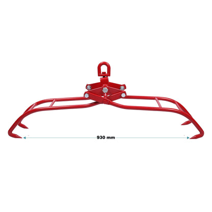 Wiltec forestry clamp for tree trunks up to 930 mm, 1000 kg traction force, wooden clamp lifting tongs packing clamp with 4 clamping mandrels.