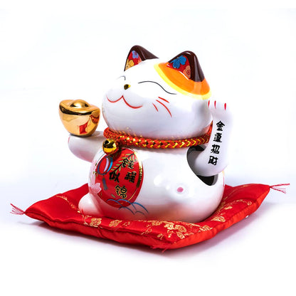 lachinese - Maneki Neko Waving Cat White - Lucky Cat - Kawaii Japanese Decoration - Good Luck Cat - Porcelain 13 x 14.5 x 10 cm - Chinese Asian Decoratio	n Asia Decor