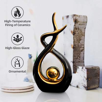 Ceramic decorative object, modern sculptures abstract decor, living room modern decoration abstract craft for decoration bedroom table decoration office sculpture apartments and statues (black)
