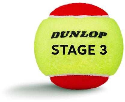 DUNLOP Tennis Ball Stage 3 Red - for kids & beginners on the small court (12 balls)