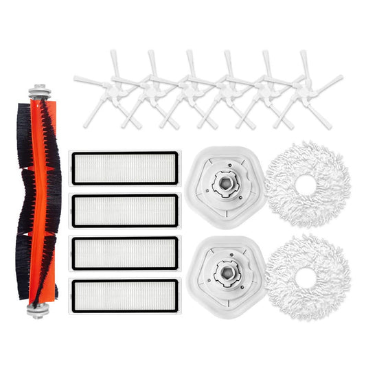 Chuancheng 15Pcs Accessory Kit Replacement for Xiaomi Dreame W10/W10 Pro Robot Vacuum, 1 Main Roller Brush, 6 Side Brushes, 4 Filters, 2 Mopping Pads, 2 Mop Holders