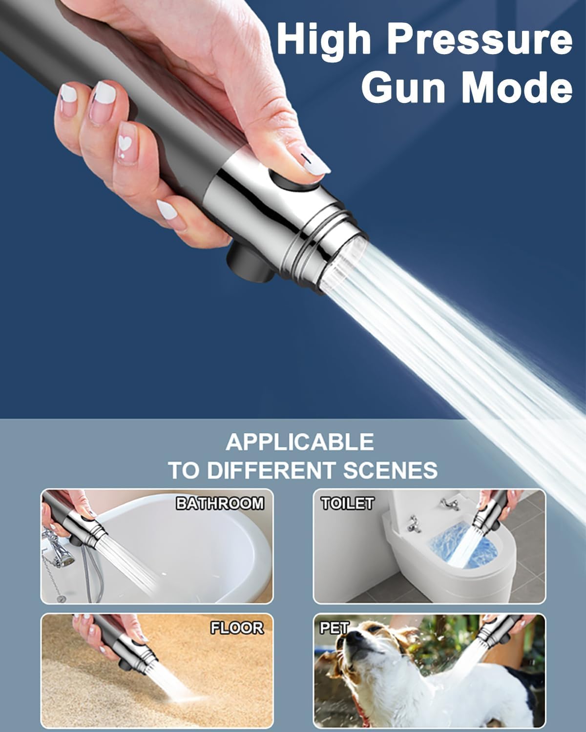 ButterFox shower head with filter, high pressure handheld shower head with hose, 4 spray modes water-saving shower head with 15-layer filtration, adjustable shower head for adults, children, pets.