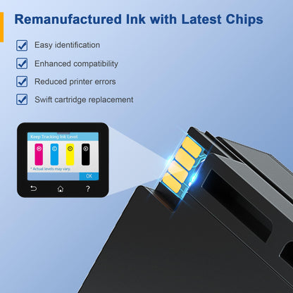 Palmtree 953XL printer cartridges refilled for HP 953XL multipack 953 XL for HP Officejet Pro 7720 cartridges Pro 7740 8715 8710 8210 8720 7730 8218 8730 8725 8718 8728 8740 printer (4-pack)