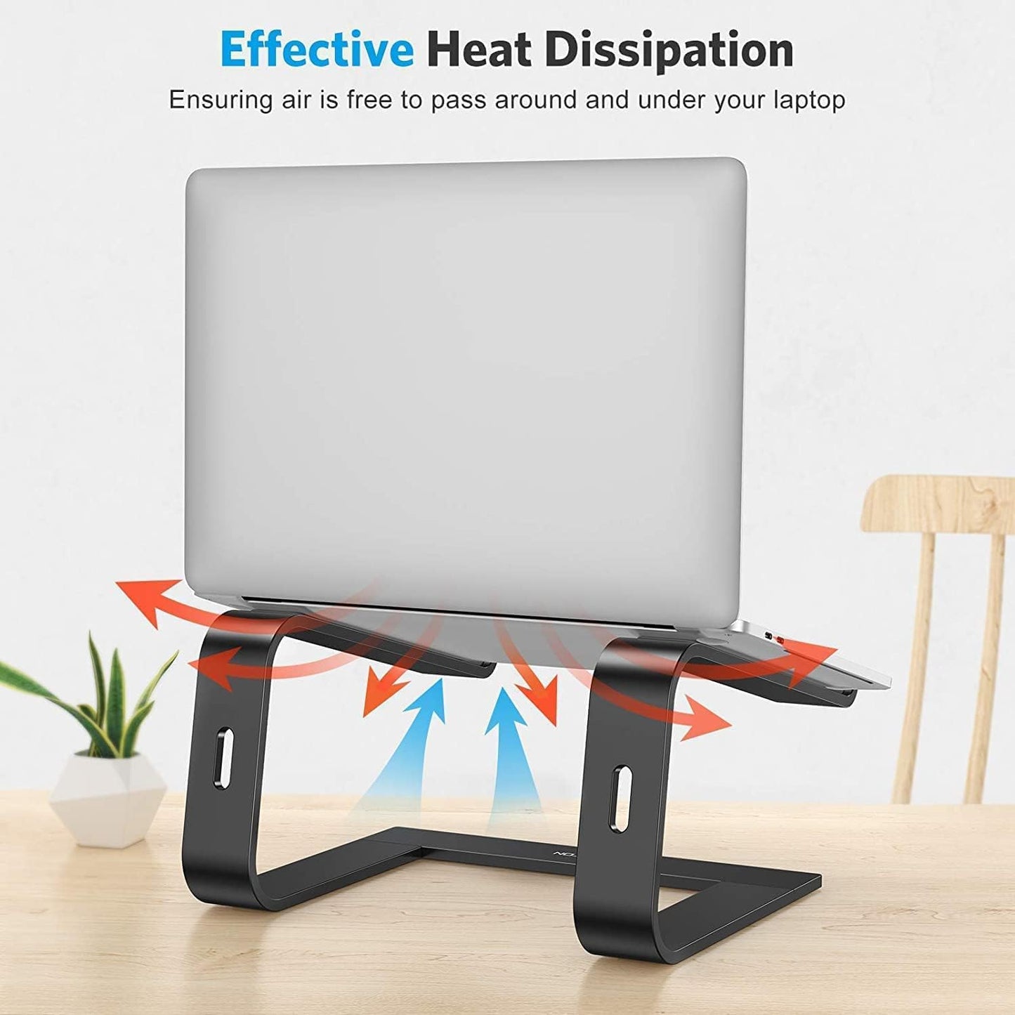 OMOTON Laptop Stand, Notebook Stand with Ventilation, Universal PC Riser Ergonomic Laptop Holder Aluminum for Laptops in 10-15.6 inches like MacBook Pro/Air, HP, Dell, Lenovo, Huawei, Black