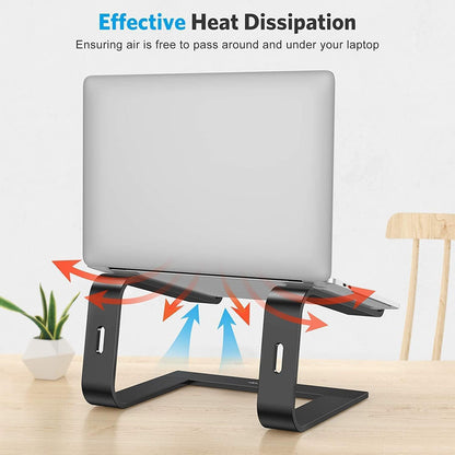 OMOTON Laptop Stand, Notebook Stand with Ventilation, Universal PC Riser Ergonomic Laptop Holder Aluminum for Laptops in 10-15.6 inches like MacBook Pro/Air, HP, Dell, Lenovo, Huawei, Black