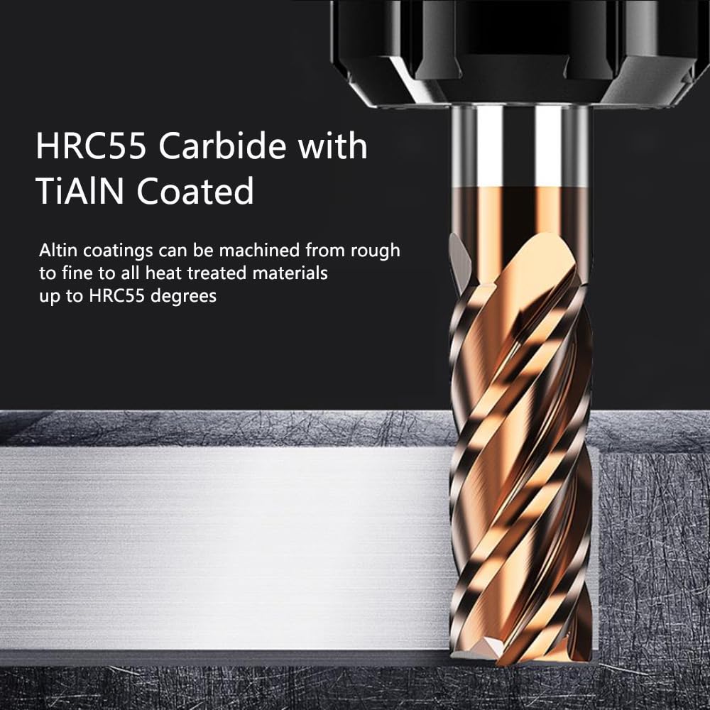 ASNOMY VHM cutter 18mm shank cutter carbide, AlTiN coated 55 HRC 4 cutting edges, drilling, milling, finishing, plunging, CNC, tungsten carbide