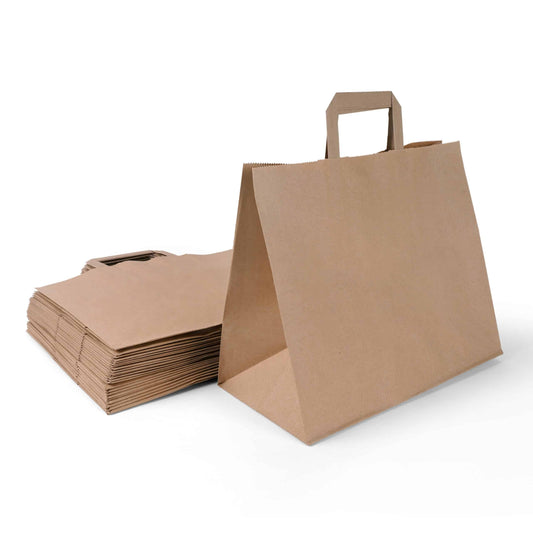 Inoverse 250 pcs paper bags, gift bags, 32+22x25 cm paper bags with handles, brown kraft paper bags, paper carrier bags, paper bags small.