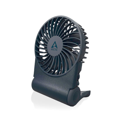ARCTIC Summair 2Go - Rechargeable handheld fan with stand, infinitely adjustable, 4-77h runtime, USB-C connection (incl. USB-A cable) - Blue