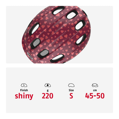 ABUS Children's Helmet Smiley 2.0 - Sturdy bike helmet for girls and boys - Red with heart pattern, size S