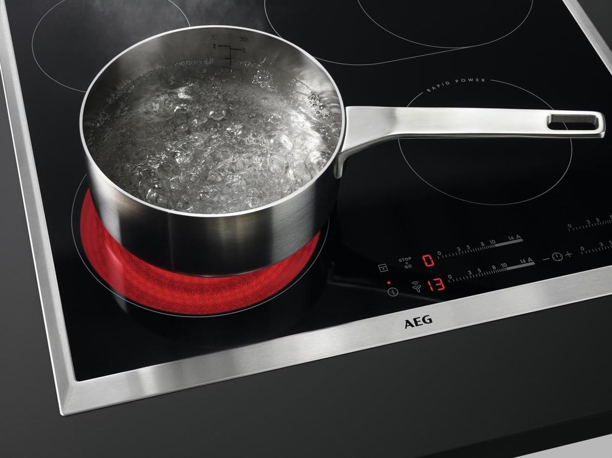 AEG HK854870XB cooktop electric/glass ceramic/ceramic / 76.6 cm/Rapid Power cooking zones/stainless steel