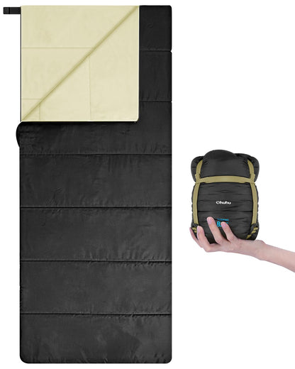 Outdoor sleeping bag, Ohuhu compact & ultralight (860g) for summer, portable lightweight waterproof blanket sleeping bag with compression sack for camping, backpacking, hiking, traveling, black