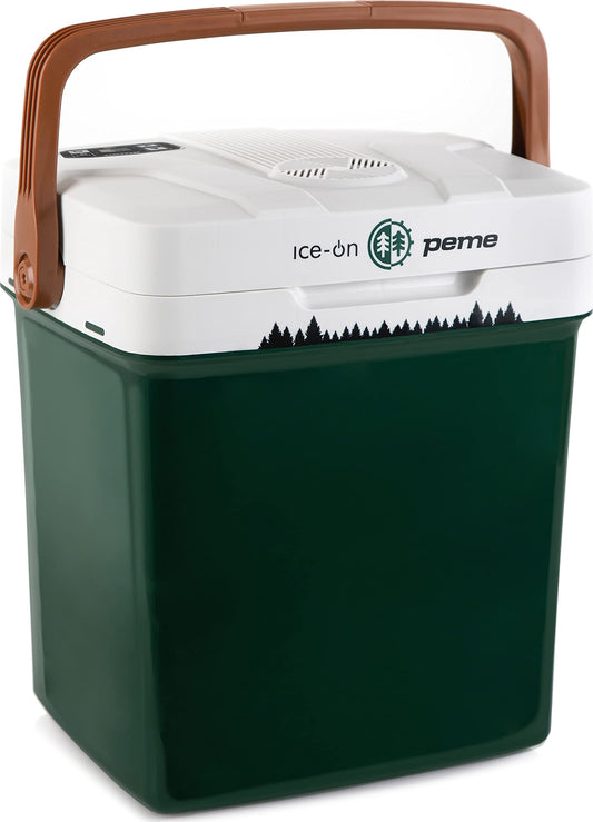 peme Essential Auto Cooler 22.9L - Electric cooling and heating box, Dual power 12V & 230V, Eco mode, USB charging function, secure lid locking, for car, boat, camping.
