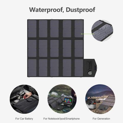 ALLPOWERS 100W Foldable Solar Panel Charger for Portable Power Station with 2 USB Ports Outdoor Solar Generator for Travel, Camping, and Garden