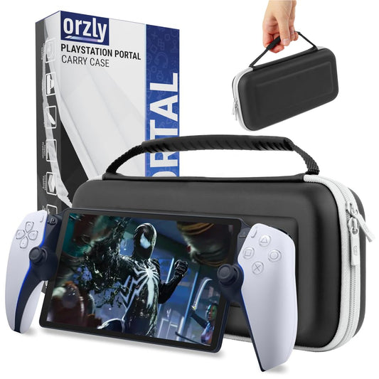 Playstation Portal Remote Player carrying bag for PS5 console holds accessories and provides travel and storage protection for headset, charger, and more. Black/White - Gift Box Edition.