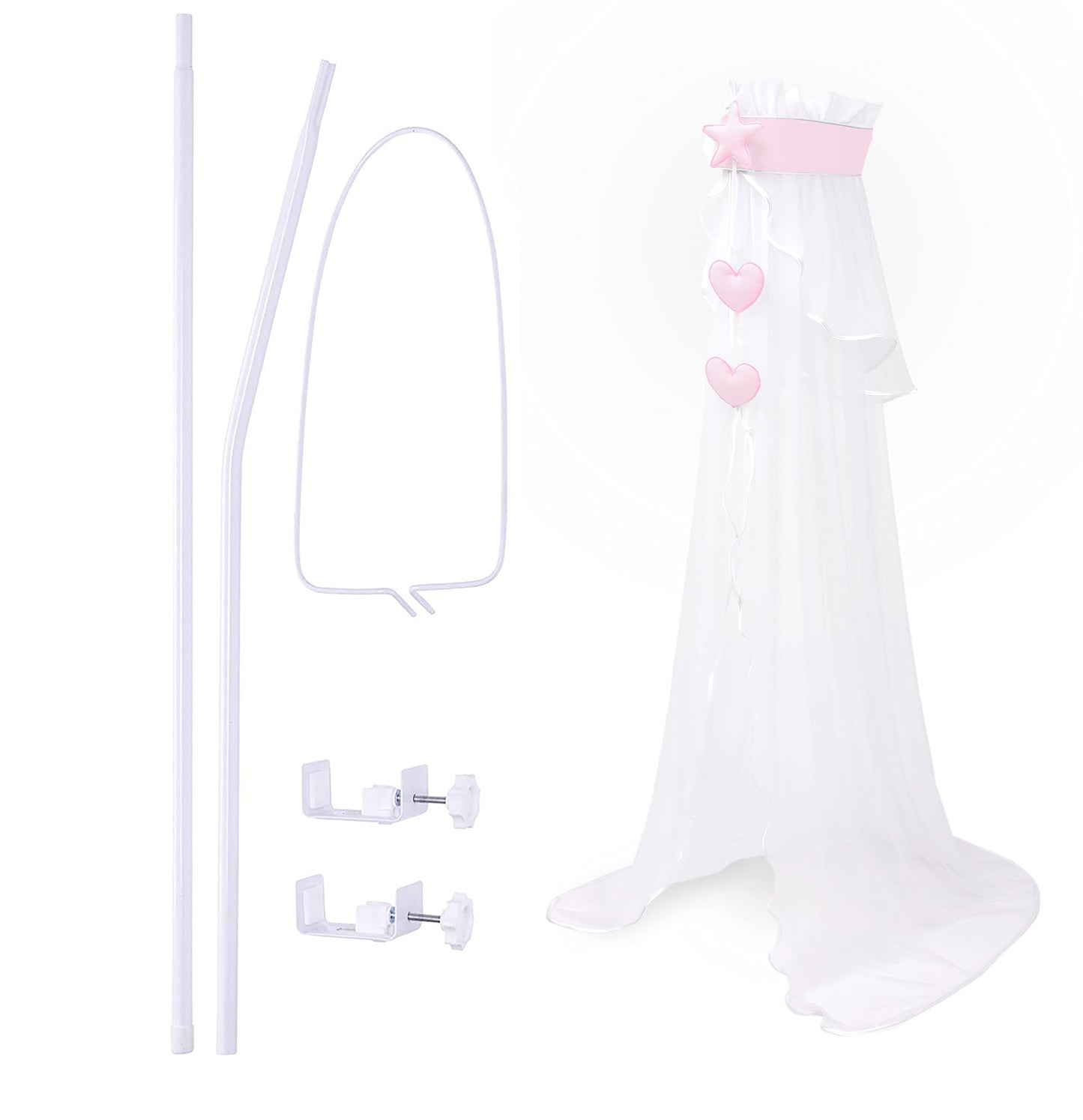 Amilian sky pole; pole; bed canopy pole; canopy holder with canopy for baby bed; bassinet; cradle; children's bed; canopy; bed curtain: full fabric canopy or chiffon canopy (Made in EU)