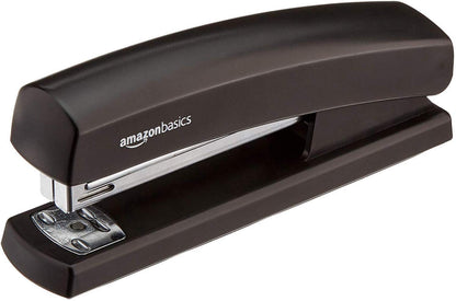 Amazon Basics 2-Pack Stackable Black Letter Trays & Stapler with 1,000 Staples, Black