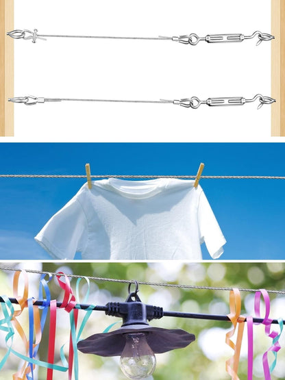 TooTaci 3mm Wire Rope Set for indoor use - 50M PVC coated stainless steel cable with M3 rope end sleeves & carbon steel wire rope clamps - Perfect for hanging, curtain wire, and indoor lighting.
