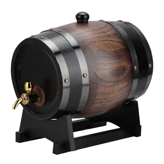 lyrlody Vintage Oak Wood Wine Barrel 3L with Tap for Brandy Whiskey Wine - Wooden Barrel Accessories Decoration