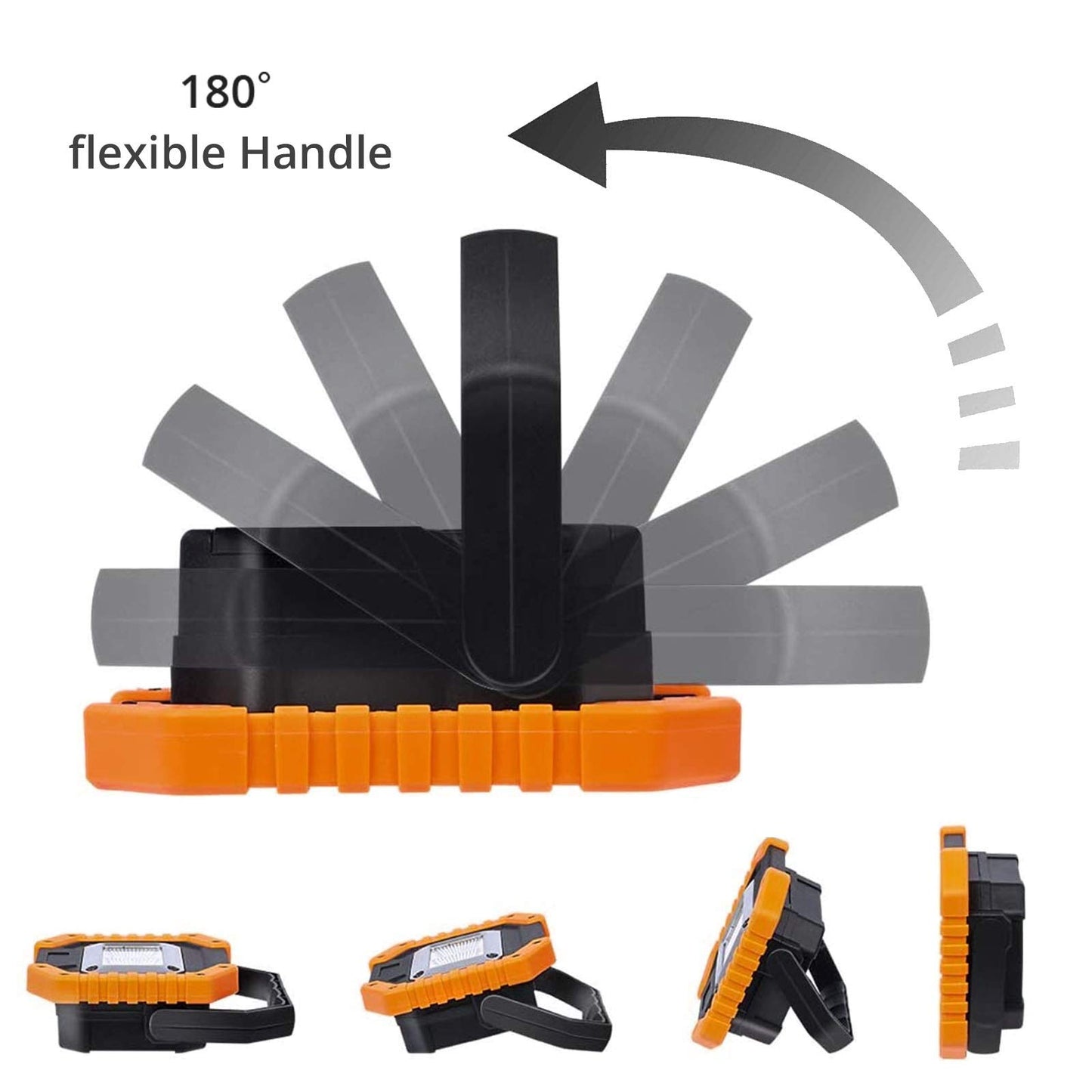 Lyneun LED work light 30W, portable spotlight with 4*18650mAh battery, IP65 waterproof camping lamp with USB rechargeable for camping, fishing, workshop, construction site (Yellow) 2 pack