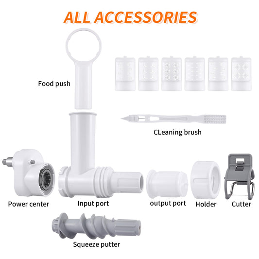 Pasta Maker Attachment for KitchenAid Stand Mixer, 6 different shapes of pasta output, durable pasta press attachments and cleaning brush, White.