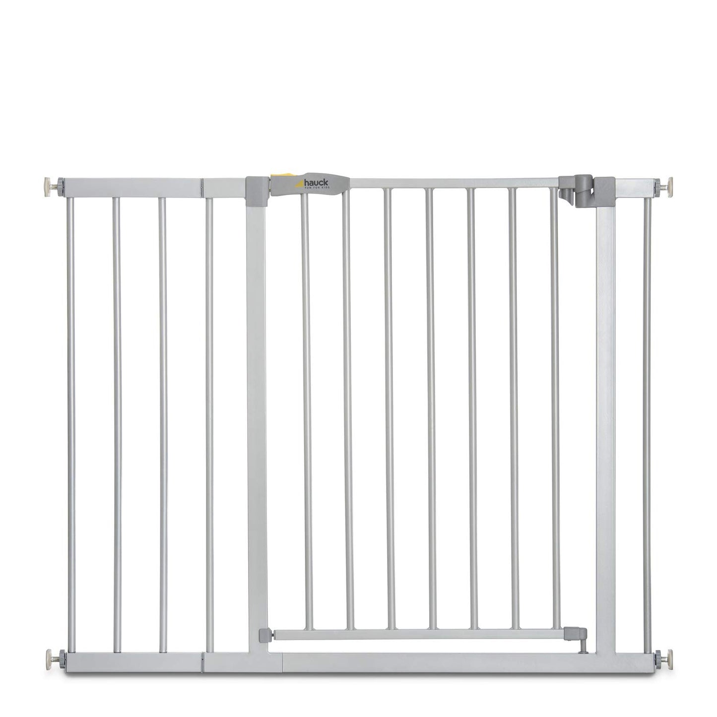 Hauck Stop N Stop 2, Silver - Stair and Door Safety Gate 96-101 cm - Childproof barrier without drilling - Manual one-hand opening - for indoor use only - Also suitable for dogs.